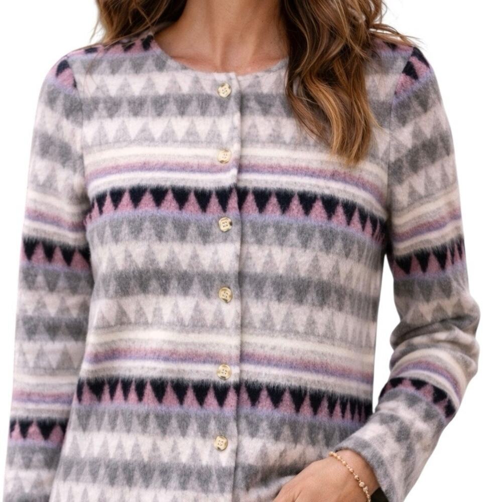 Vintage Geometric Aztec Print Cardigan Sweater Jacket Size‎ 7/8